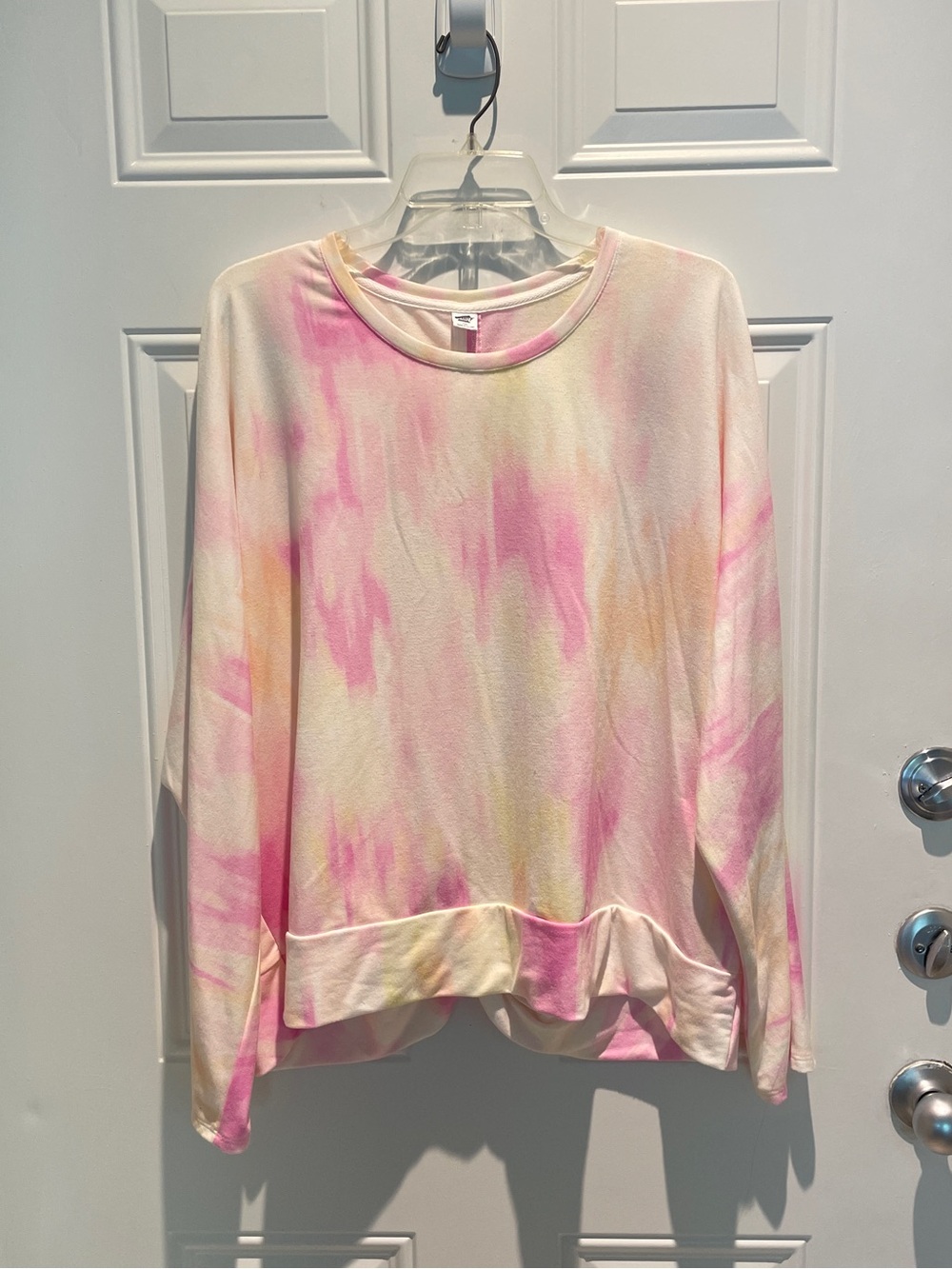 Old Navy Tie-Dye Twist Open Back Pink Yellow Long Sleeve Sweatshirt Size XXL